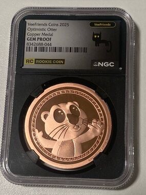 VeeFriends COPPER METAL Optimistic Otter 2025 Rookie Coin TreasureChest GEMPROOF